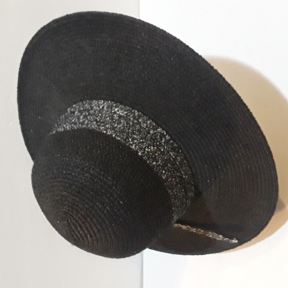 c VINTAGE OLE AMERICA BLACK STRAW HAT - Picture 4 of 4